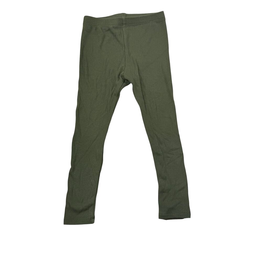 KYTE Baby Olive Green Ribbed Leggings, 3T